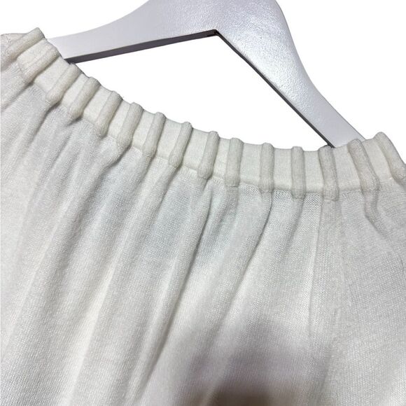 NWOT Cream Luxe Cardigan With Black Bow & Scalloped Trim Size Large - Picture 9 of 15